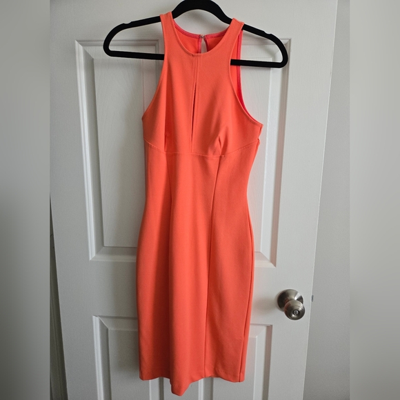 H&M Coral Bodycon Elegant Orange Sleeveless Dress - Picture 1 of 4